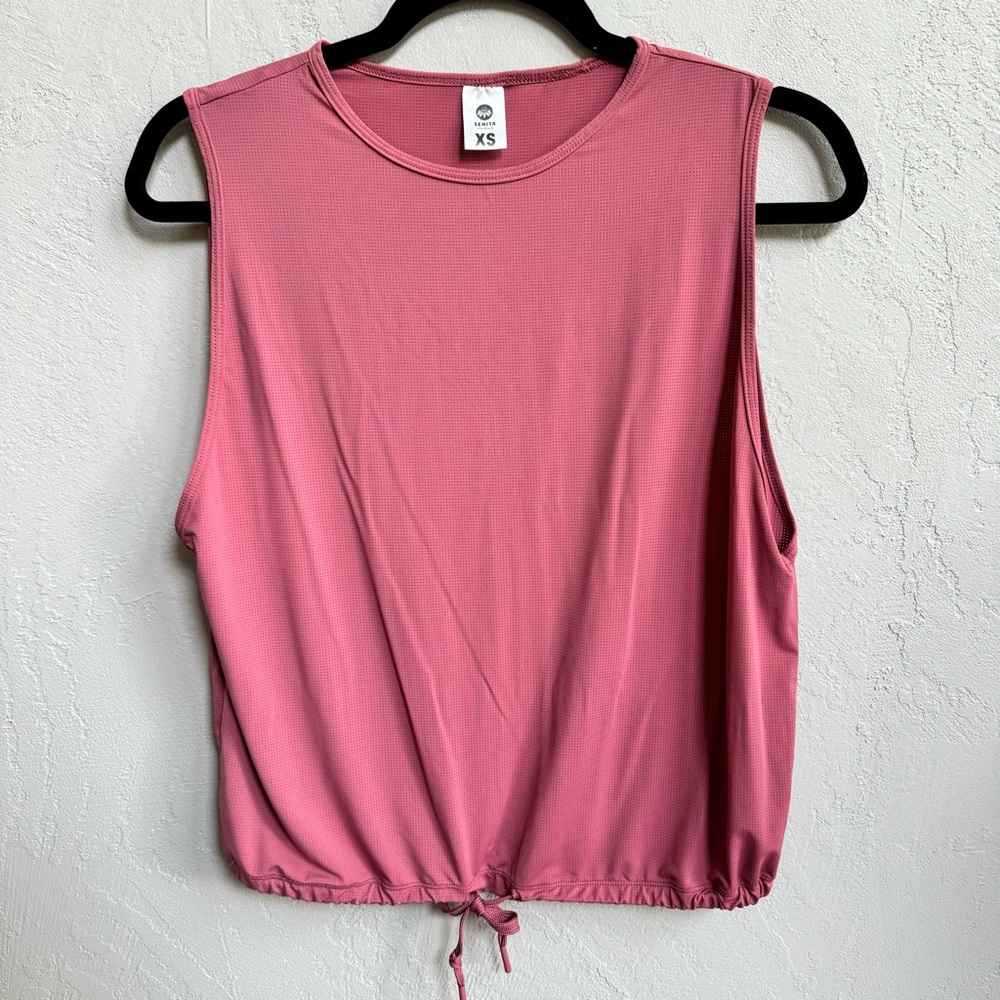 Senita Athletics Pink Tie Front Tank